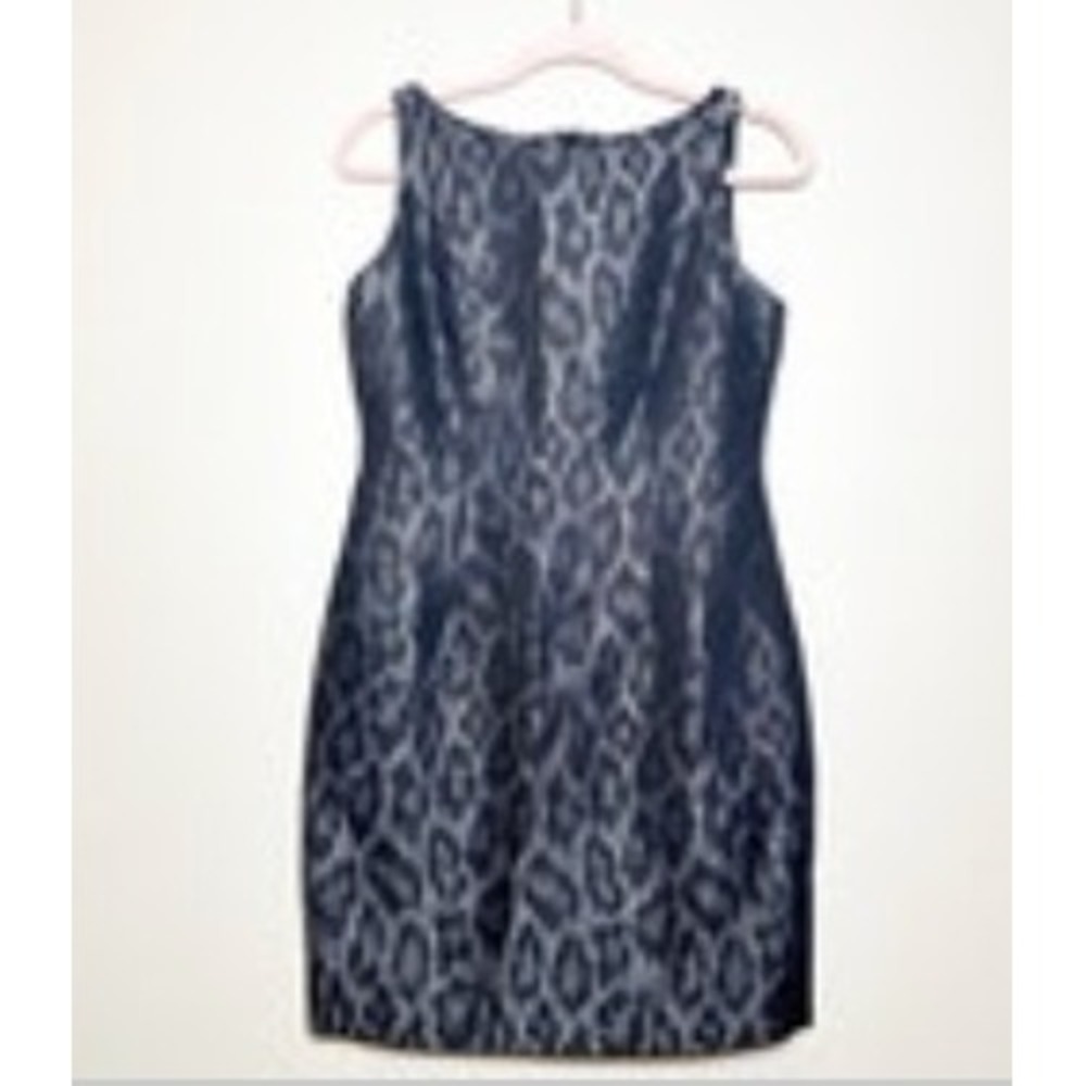 Ann Taylor Petite Grey Black Leopard Print Sheath Dress Sleeveless Boat Neck 4P